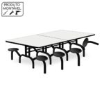 Mesa p/ Refeitório ESCAMOTEÁVEL 08 Lugares – MDP BRANCO DE 25 MM 50047 MÓVEIS PADRÃO 7