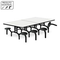 Mesa p/ Refeitório ESCAMOTEÁVEL 08 Lugares – MDP BRANCO DE 25 MM 50047 MÓVEIS PADRÃO