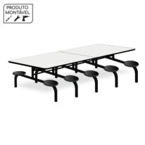 Mesa p/ Refeitório Fixo 10 Lugares MDP BRANCO DE 25 MM 50046 MÓVEIS PADRÃO