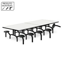 Mesa p/ Refeitório ESCAMOTEÁVEL 10 Lugares – MDP BRANCO DE 25 MM 50048 MÓVEIS PADRÃO