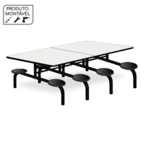 Mesa para Refeitório 8 Lugares MDP Branco de 25 mm FIXO – 50045 MÓVEIS PADRÃO