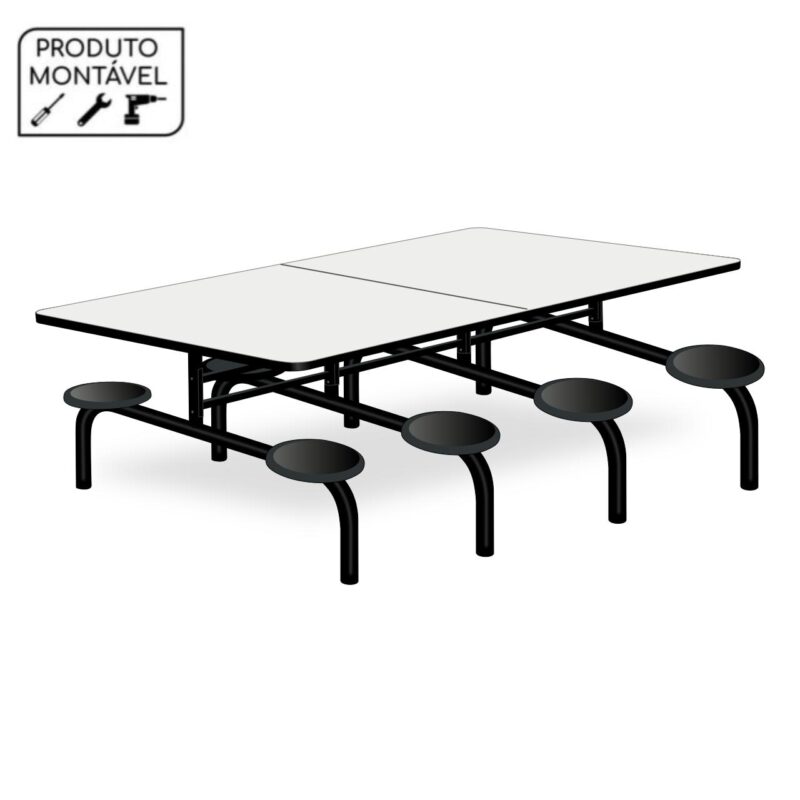 Mesa para Refeitório 8 Lugares MDP Branco de 25 mm FIXO – 50045 MÓVEIS PADRÃO 2