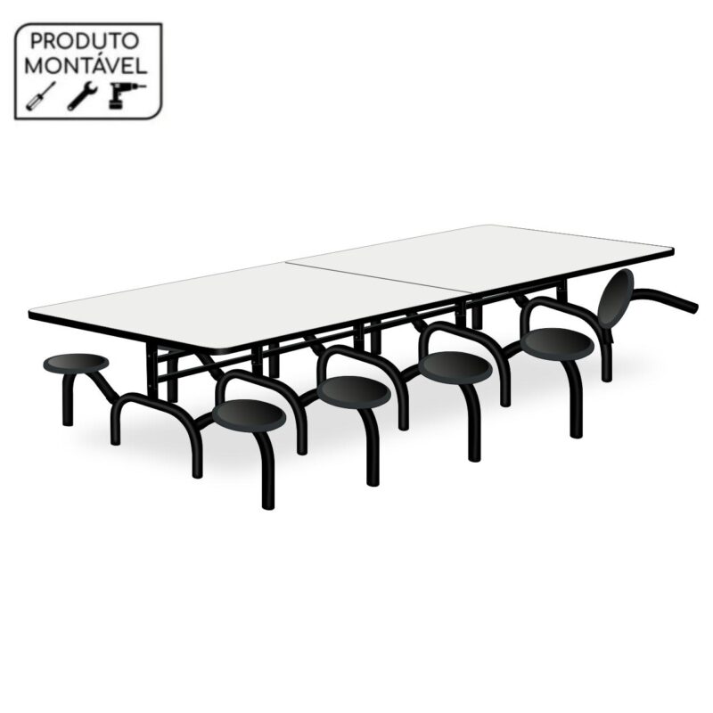 Mesa p/ Refeitório ESCAMOTEÁVEL 10 Lugares – MDP BRANCO DE 25 MM 50048 MÓVEIS PADRÃO 2