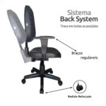 Cadeira Diretorzinha Back System Costurado C/ Braços Reguláveis – Cor Preto 32996 MÓVEIS PADRÃO 9