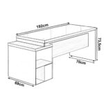 Mesa PEDESTAL RETA C/ VIDRO (03 Gav.) – 1,92X0,70m NOGAL SEVILHA/PRETO – 21399 MÓVEIS PADRÃO 8