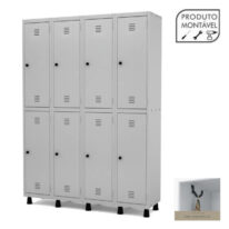 Armário Roupeiro de Aço c/ 08 PORTAS GRANDES – 1,93×1,38×0,40m – CZ/CZ – 10004 MÓVEIS PADRÃO