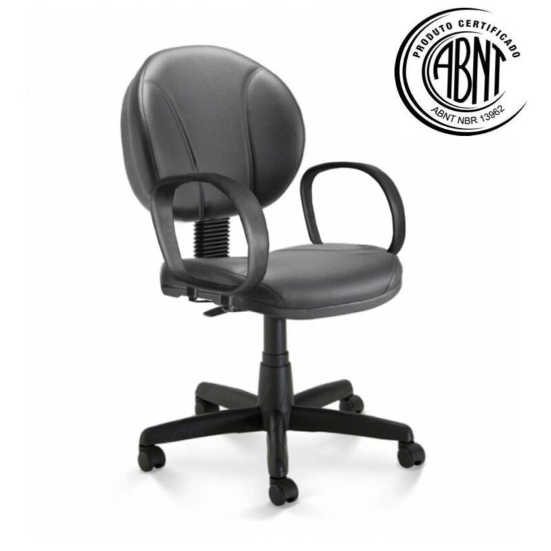 Cadeira Executiva PLUS COSTURADA c/ Braço Corsa – CORINO – COR PRETO – 32978 MÓVEIS PADRÃO 3