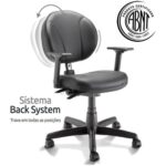 Cadeira Executiva BACK SYSTEM OPERATIVA c/ Braços Reguláveis – CORINO PRETO 32987 MÓVEIS PADRÃO 9