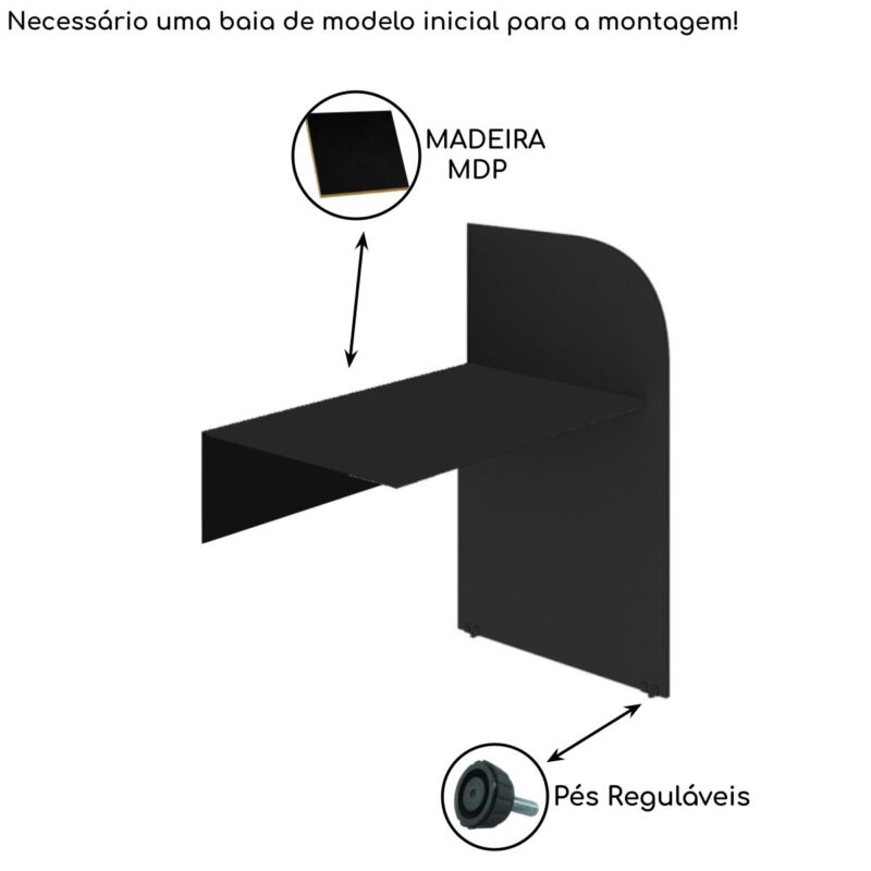 Baia CONTINUAÇÃO para Atendimento 1,20×0,80×0,60mPRETA/PRETA – 24016 MÓVEIS PADRÃO 4