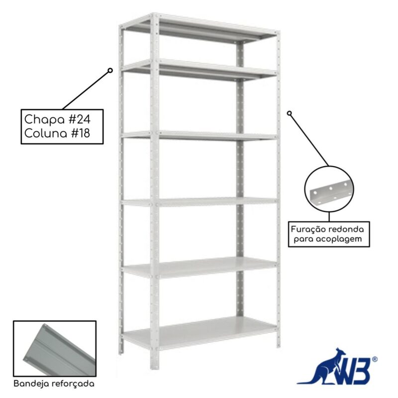 Estante de Aço com 06 Bandejas 40 cm (26/20) – 1,98×0,92×0,40m – SA – 16013 MÓVEIS PADRÃO 4