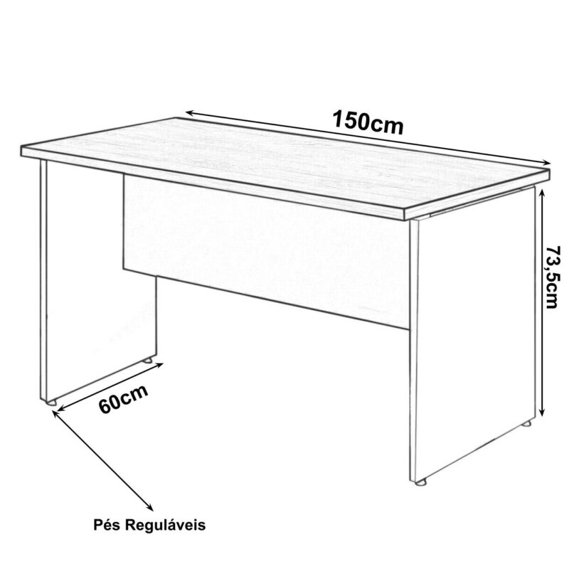 Mesa Escritório 1,50×0,60m – C/ 02 Gavetas MARSALA / PRETO – 23473 MÓVEIS PADRÃO 3