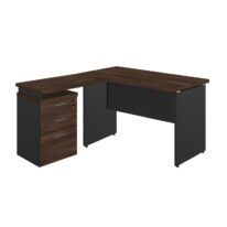 Mesa Escritório em “L” c/ Gaveteiro 1,50×1,50m MARSALA/PRETO – 23480 MÓVEIS PADRÃO