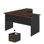 Mesa em “L” (Mesa 1,50m + Mesa Auxiliar) – C/ 02 GAVETAS MARSALA / PRETO – 23477 MÓVEIS PADRÃO 7