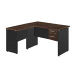 Mesa em “L” (Mesa 1,50m + Mesa Auxiliar) – C/ 02 GAVETAS MARSALA / PRETO – 23477 MÓVEIS PADRÃO 8