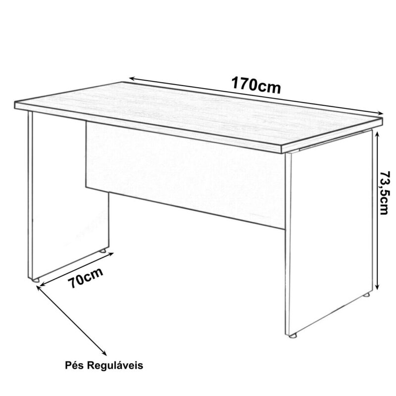 Mesa Escritório 1,70×0,60m – C/ 02 Gavetas MARSALA / PRETO – 23475 MÓVEIS PADRÃO 3