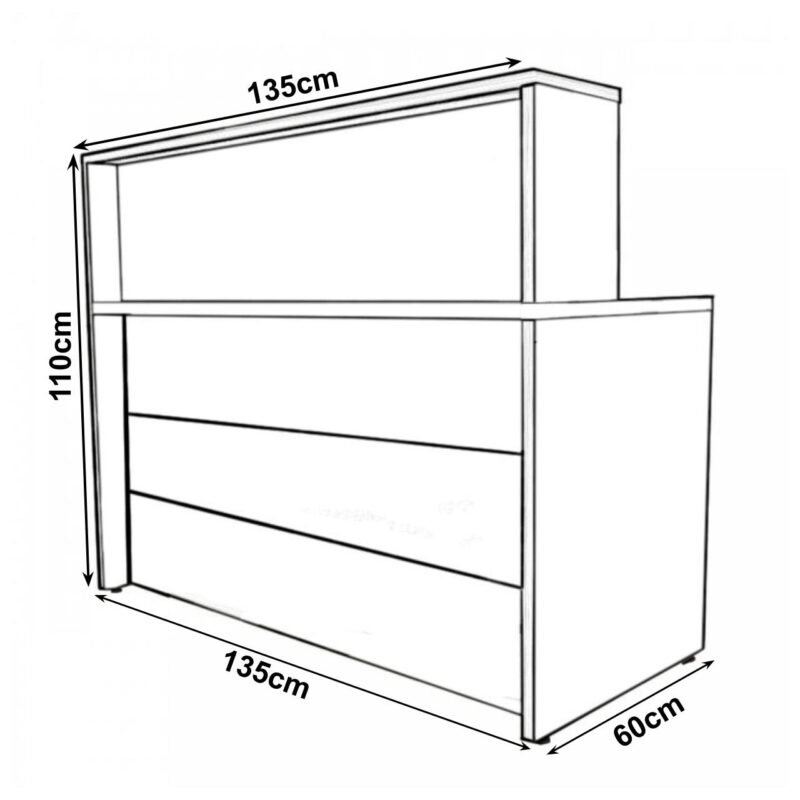 Balcão de Atendimento 1.35×1,13×0,60m – C/ Gavetas MARSALA/PRETO – 63084 MÓVEIS PADRÃO 4