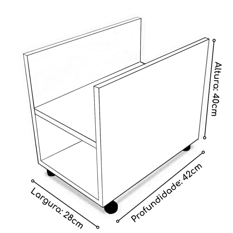 Porta CPU de Madeira (MDP) c/ Rodízios – CZ/CZ 72104 MÓVEIS PADRÃO 4