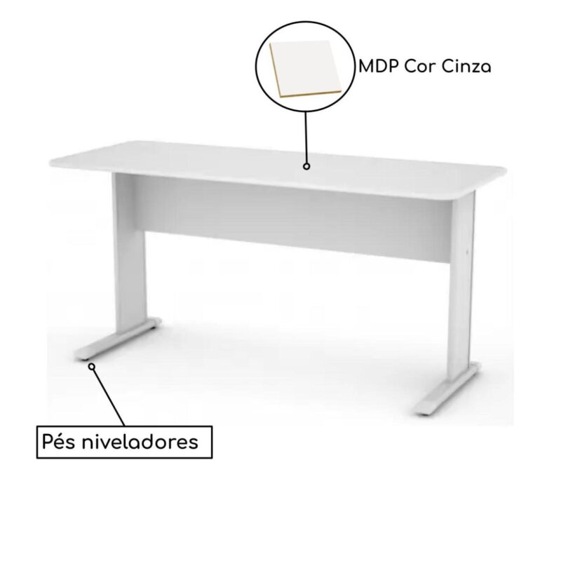 Mesa Escritório 1,20×0,60m – c/ Gavetas CINZA/CINZA – 43084 MÓVEIS PADRÃO 4