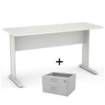 Mesa Escritório 1,52×0,62m com GAVETAS CINZA/CINZA – 43082 MÓVEIS PADRÃO