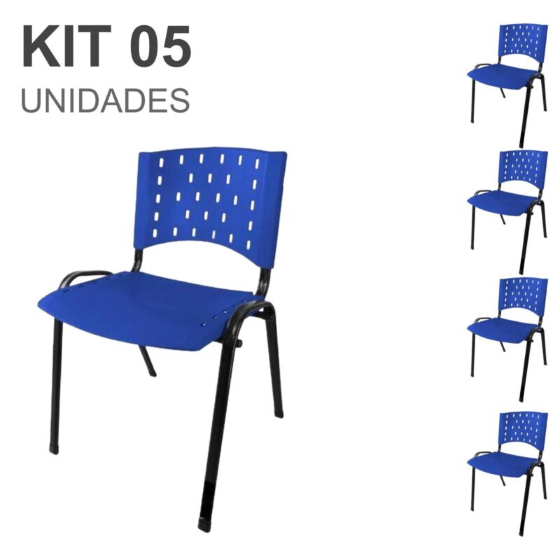 Kit 05 Cadeiras Plásticas 04 pés – COR AZUL – 24002 MÓVEIS PADRÃO 2