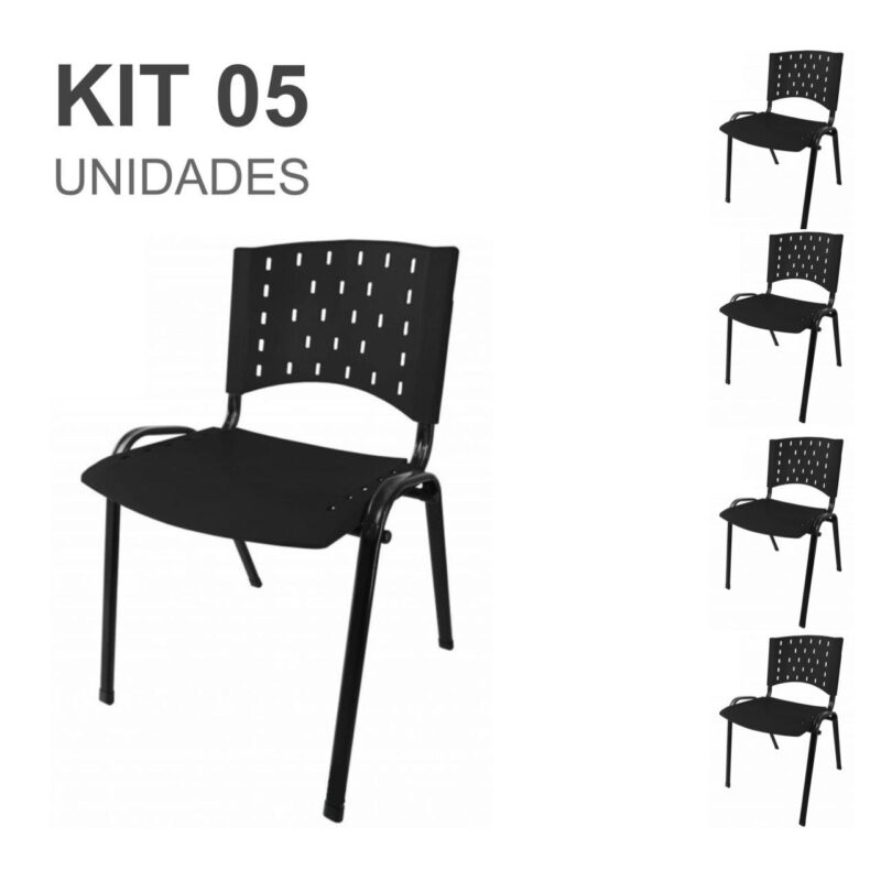 Kit 05 Cadeiras Plásticas 04 pés – COR PRETO – 24000 MÓVEIS PADRÃO 2