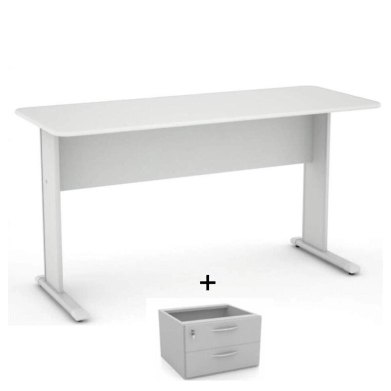 Mesa Escritório 1,20×0,60m – c/ Gavetas CINZA/CINZA – 43084 MÓVEIS PADRÃO 2