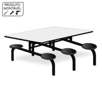 Mesa p/ Refeitório Fixo 06 Lugares MDP BRANCO DE 25 MM 50050 MÓVEIS PADRÃO