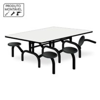 Mesa p/ Refeitório ESCAMOTEÁVEL 06 Lugares – MDP BRANCO DE 25 MM 50051 MÓVEIS PADRÃO