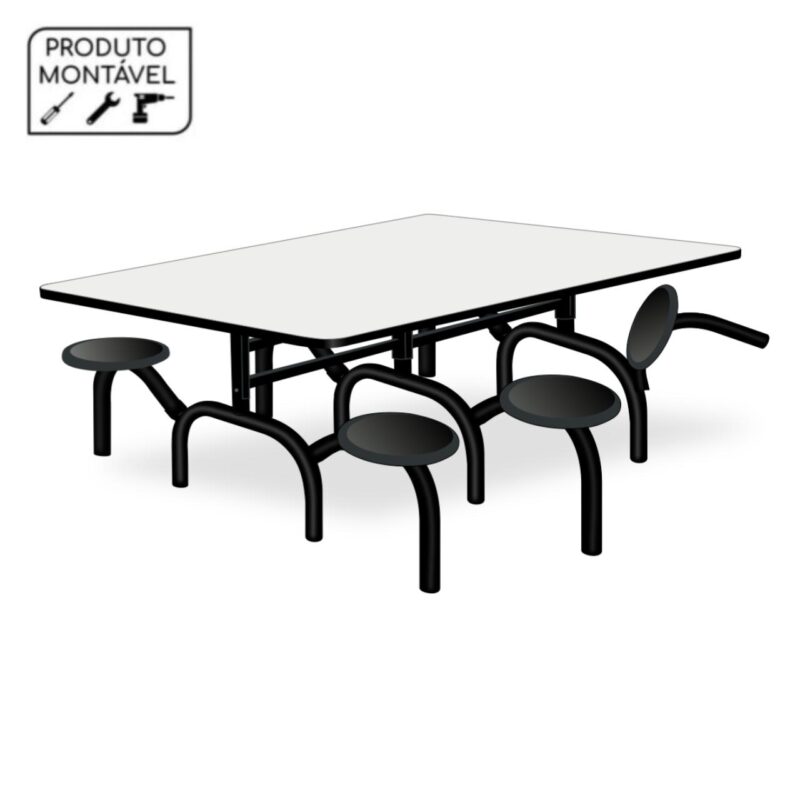 Mesa p/ Refeitório ESCAMOTEÁVEL 06 Lugares – MDP BRANCO DE 25 MM 50051 MÓVEIS PADRÃO 2