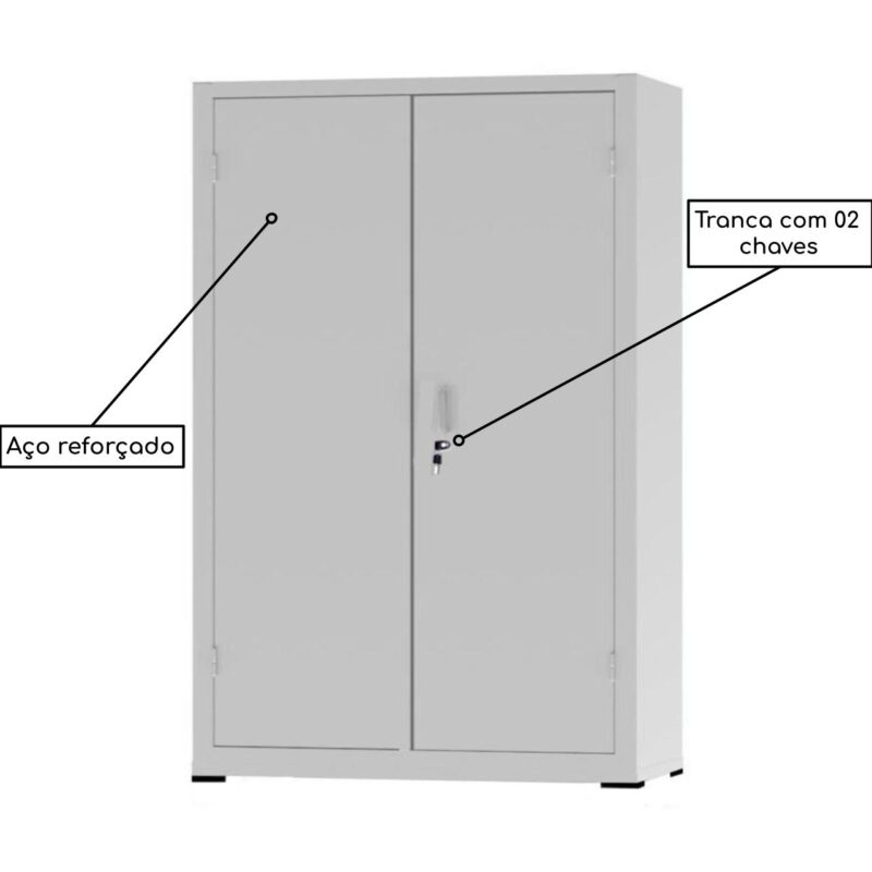 Armário de Aço com 02 Portas – PA 120 #22 (Reforçado) – NOBRE – 12105 MÓVEIS PADRÃO 6