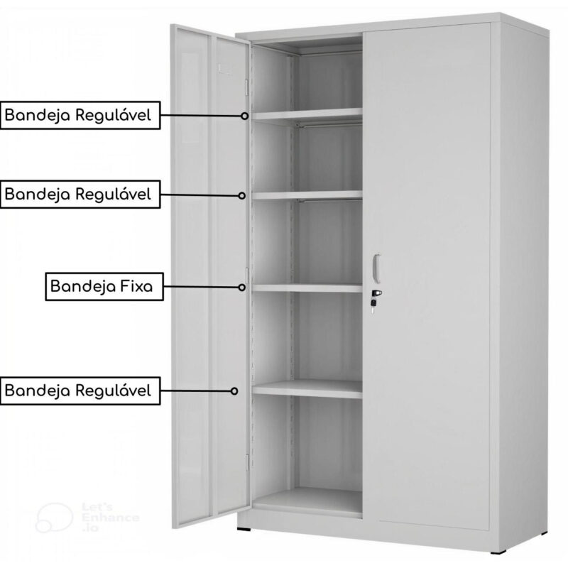 Armário de Aço com 02 Portas – PA 120 #22 (Reforçado) – NOBRE – 12105 MÓVEIS PADRÃO 4