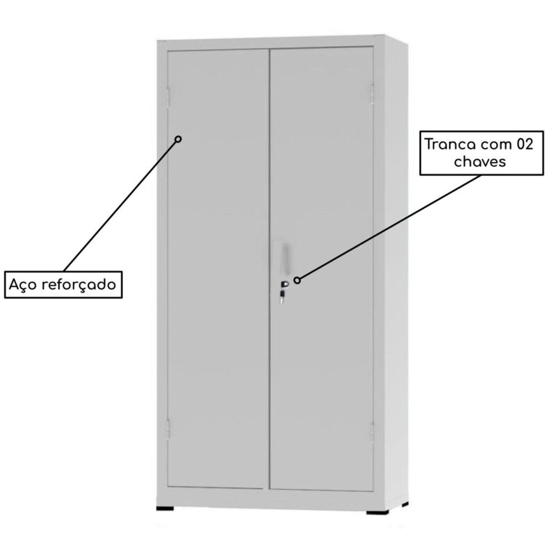 Armário de Aço PA 80 #26 1,98×0,80×0,40m – NOBRE – CZ/CZ – 12131 MÓVEIS PADRÃO 3