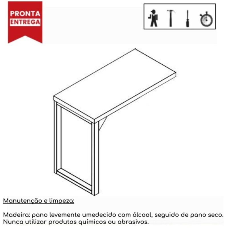 Mesa AUXILIAR SIMPLES PÉ QUADRO 0,90m NOGAL SEVILHA / PRETO – 24419 MÓVEIS PADRÃO 3