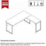 Mesa em L PÉ QUADRO (Mesa 1,70m + Mesa Auxiliar) – S/ Gavetas NOGAL SEVILHA/PRETO – 24478 MÓVEIS PADRÃO 7