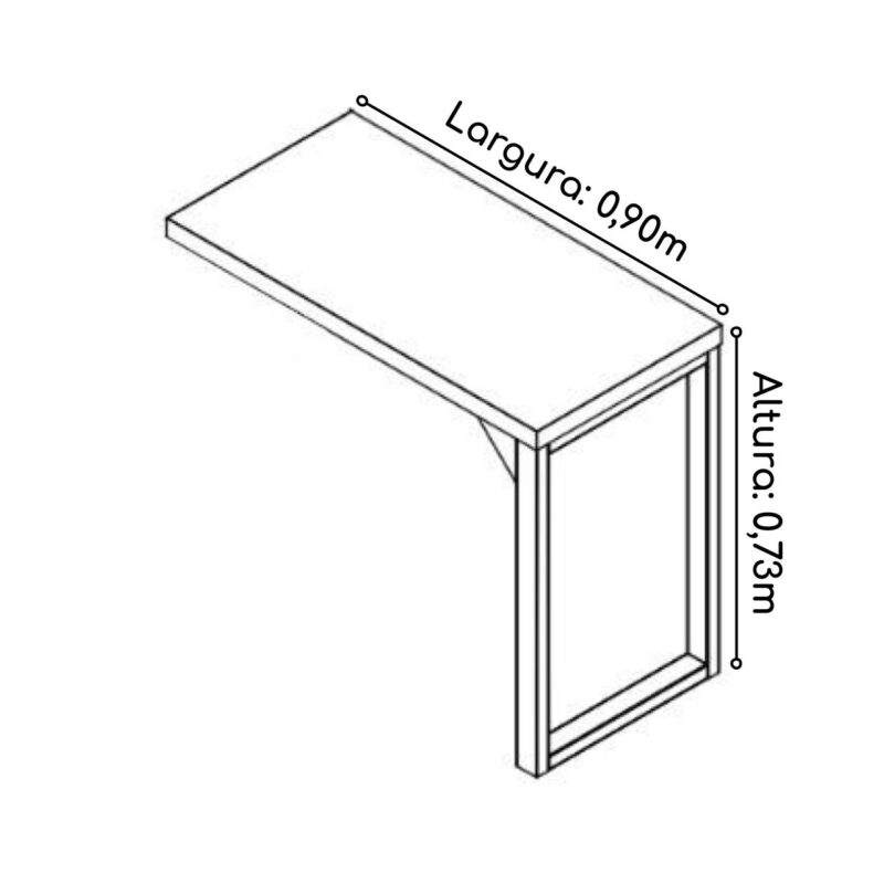 Mesa em L PÉ QUADRO (Mesa 1,70m + Mesa Auxiliar) – S/ Gavetas NOGAL SEVILHA/PRETO – 24478 MÓVEIS PADRÃO 5