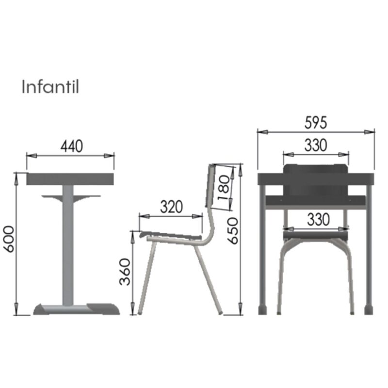 Kit Escolar Individual VERMELHO – (Mesa e Cadeira) – INFANTIL – MADEIRA – COR VERMELHO – 40086 MÓVEIS PADRÃO 5