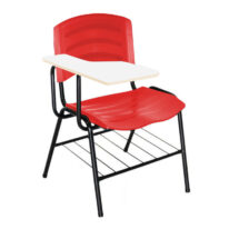 Cadeira Universitária Plástica com Prancheta MDF – COR VERMELHO 34017 MÓVEIS PADRÃO