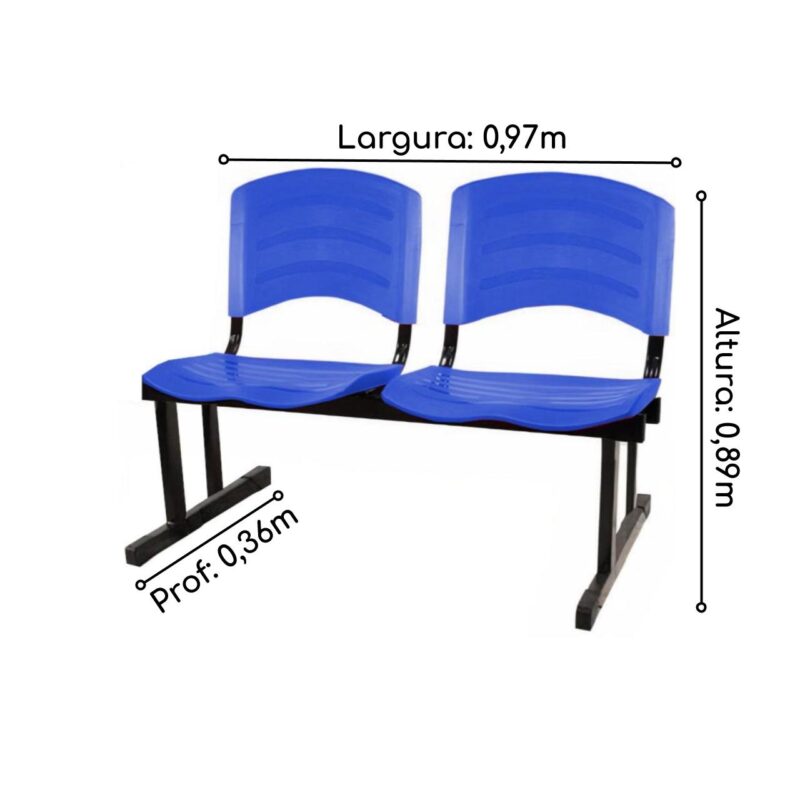 Cadeira Longarina PLÁSTICA 02 Lugares – Cor Azul 33028 MÓVEIS PADRÃO 3