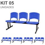 Kit 05 Cadeiras Longarinas PLÁSTICAS 03 Lugares – Cor Azul 33052 MÓVEIS PADRÃO 7