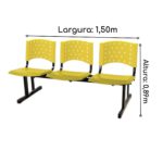 Cadeira Longarina PLÁSTICA 03 Lugares – Cor AMARELO 33094 MÓVEIS PADRÃO 8