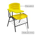 Cadeira Universitária Plástica com Prancheta PLÁSTICA – COR AMARELO 34025 MÓVEIS PADRÃO 9