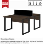 Mesa Estação de Trabalho Dupla 1,50×1,35m 2 Lugares s/ Gavetas c/ ponto de tomada PÉ QUADRO MARSALA/PRETO – 64002 MÓVEIS PADRÃO 8