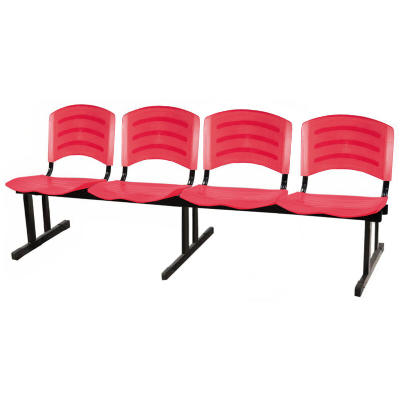 Cadeira Longarina PLASTICA 4 Lugares Cor Vermelho 33096 MÓVEIS PADRÃO 2