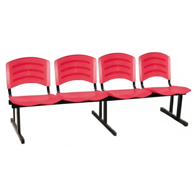 Cadeira Longarina PLASTICA 4 Lugares Cor Vermelho 33096 MÓVEIS PADRÃO 5