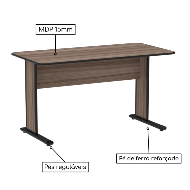 Mesa Escritório 1,50×0,60m s/ gavetas – Cor Walnut 44097 MÓVEIS PADRÃO 3