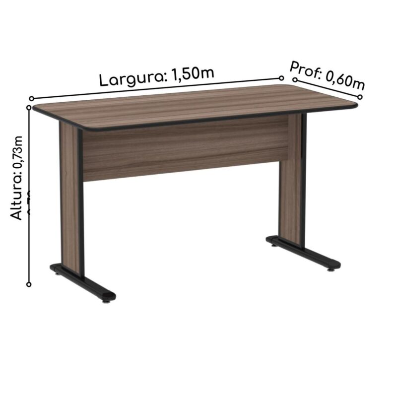 Mesa Escritório 1,50×0,60m s/ gavetas – Cor Walnut 44097 MÓVEIS PADRÃO 5