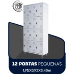 Armário Roupeiro de Aço c/ 12 Portas PEQUENAS – 1,95×0,92×0,40m – SA – CZ/CZ – 14001 MÓVEIS PADRÃO 7