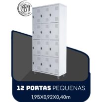 Armário Roupeiro de Aço c/ 12 Portas PEQUENAS – 1,95×0,92×0,40m – SA – CZ/CZ – 14001 MÓVEIS PADRÃO