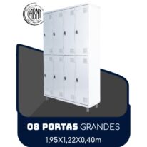 Armário Roupeiro de Aço c/ 08 Portas GRANDES – 1,95×1,22×0,40m – SA – CZ/CZ – 14003 MÓVEIS PADRÃO