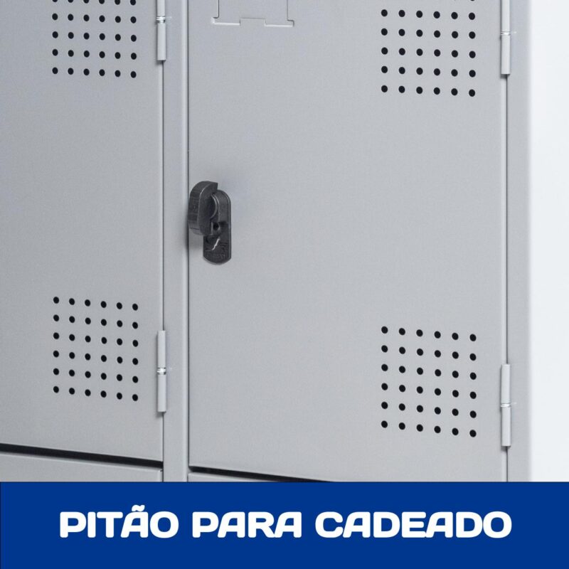 Armário Roupeiro de Aço c/ 08 Portas PEQUENAS 1,95×0,62×0,40m – SA – Cinza – 14002 MÓVEIS PADRÃO 6